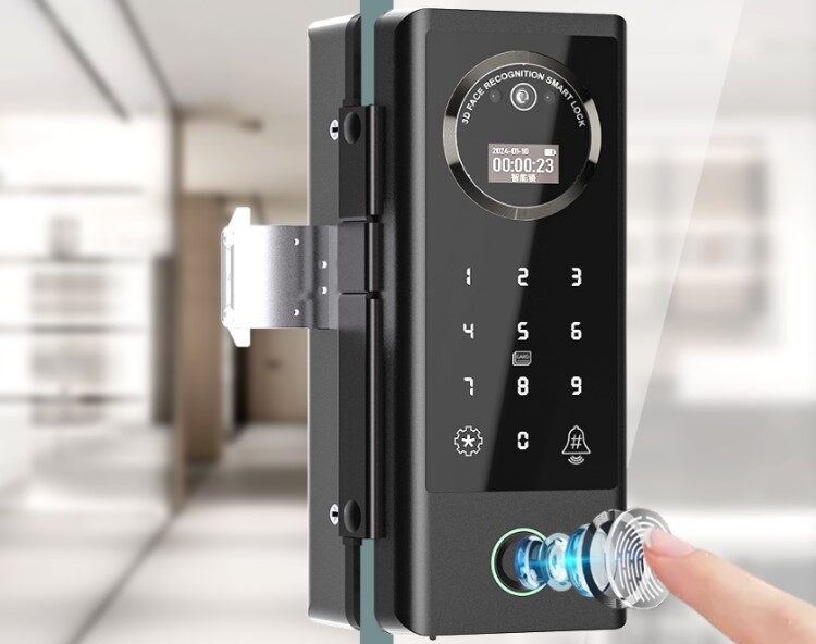 Smart Lock Glass Door with Camera - Face Recognition Fingerprint Password Card APP Wifi Bluetooth Smart Lock for Glass Doors - SLG7